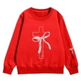 thumbnail image 4 of Telankuip Girls Christian Sweatshirts Kids Cute Pink Bow Loose Crewneck Sweatshirt for Teens Aesthetic Cross Graphic Printed Long Sleeve Sports Casual Pullover Tops for Daily Wear Red 130, 4 of 4