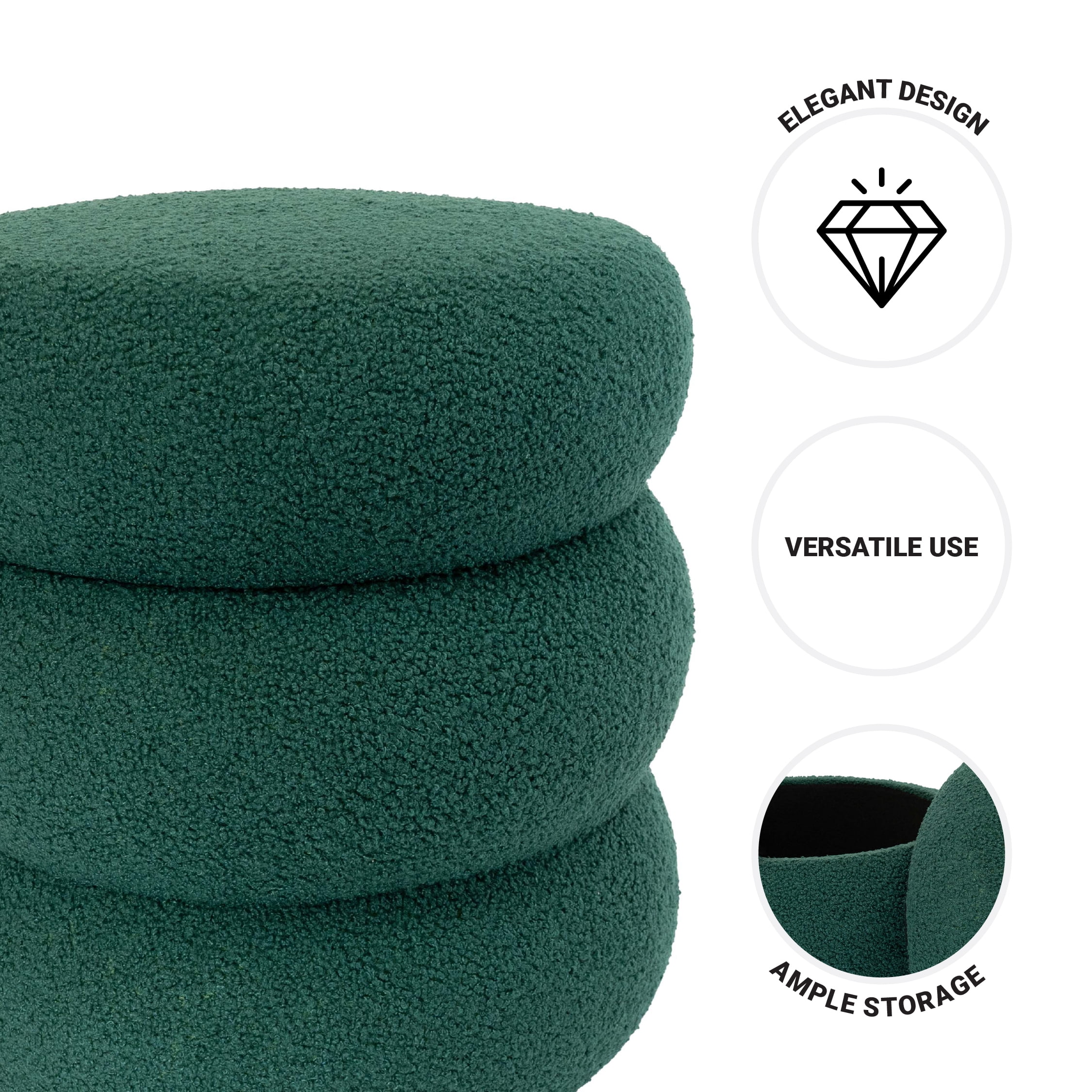 Mainstays Boucle Cloud Storage Ottoman, Green
