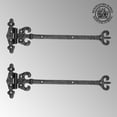 thumbnail image 2 of Renovators Supply Black Wrought Iron Shed Door Hinge 12.5 in Vintage Style Decorative Flush Mount Cast Iron Barn Door Shed Hinge w/Hardware Pack of 2, 2 of 7