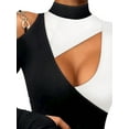 thumbnail image 4 of DYMADE Women Sexy Fashion Slim Fit Colorblock Revealing Long Sleeve Top, 4 of 6