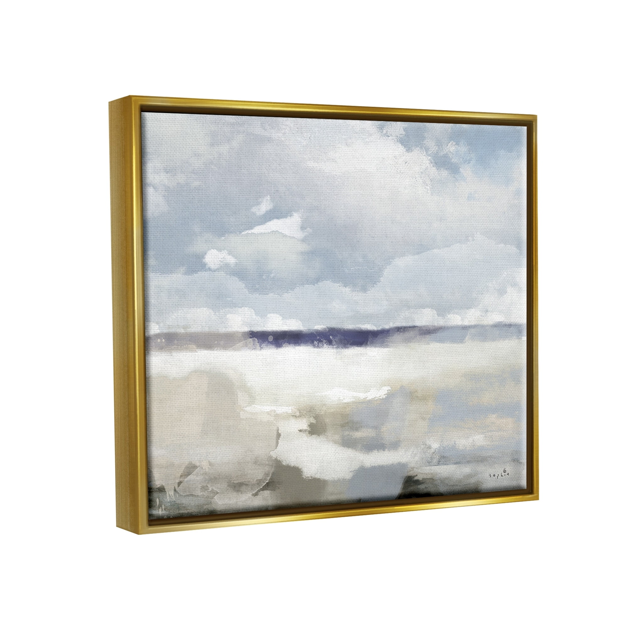 Stupell Industries Layered Abstract Beach Scenery Distant Land Clouds Painting Metallic Gold Floating Framed Canvas Print Wall Art, Design by Sophie 6