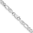 thumbnail image 4 of Auriga Fine Jewelry 925 Sterling Silver Rhodium-plated 4.5 mm Figaro Chain Necklace for Men 28", 4 of 7