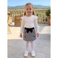thumbnail image 6 of Loicainy Toddler Kids Girl Winter Outfits 12 18 24 Month 2T 3T 4T 5T Solid Color Long Sleeve Crew Neck Tops and Houndstooth Skirt Clothes Set, 6 of 9