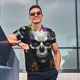 thumbnail image 4 of Honeii Modern Abstract Colorful Skull C print Polo Shirt, a classic short-sleeved, button-down golf shirt designed for menLarge, 4 of 6