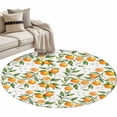 thumbnail image 2 of Summer Fruit Washable Round Area Rug 4 ft, Watercolor Orange Flower Farmhouse Country, Soft Non Slip Rugs Stain Repellent Indoor Felt Carpet for Living Dining Room Bedroom Home Office, 2 of 9