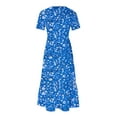 thumbnail image 4 of gljltg Women's Casual Flower Print Tiered Maxi Dress with Pockets, Polyester Spandex Lightweight Breathable Summer Winter, Beach Travel Work Party Outfit, Easy Care Washable, 4 of 6