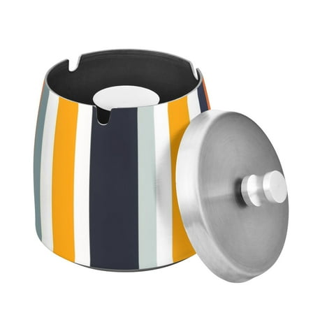 ALAZA Cigar Ashtray with Lid Colorful Stripe Ash Tray for Cigarettes Smokeless Ashtrays