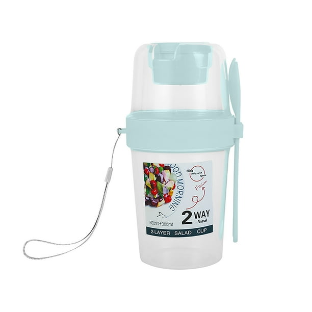 Taza de Desayuno, Taza, Comida Ligera Portátil para Frutas y Verduras con Tapa de Tenedor, Taza de Yogur, Taza