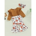 thumbnail image 3 of ZAXARRA 3Pcs Baby Girl Spring Outfits, Long Sleeve Romper + Cow Flare Pants + Headband Set, 3 of 8
