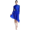 thumbnail image 2 of Doomiva Women's Sparkly Sequin Lyrical Dance Dress Long Sleeve Tulle Skirt Leotard Contemporary Dancewear Royal Blue XL, 2 of 7