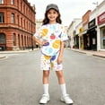 thumbnail image 5 of Grblisyd Girls 2 Piece Summer Outfits Kids Crew Neck Short Sleeve Shirt and Shorts Set Loose Casual Back to School Sets, 5 of 5