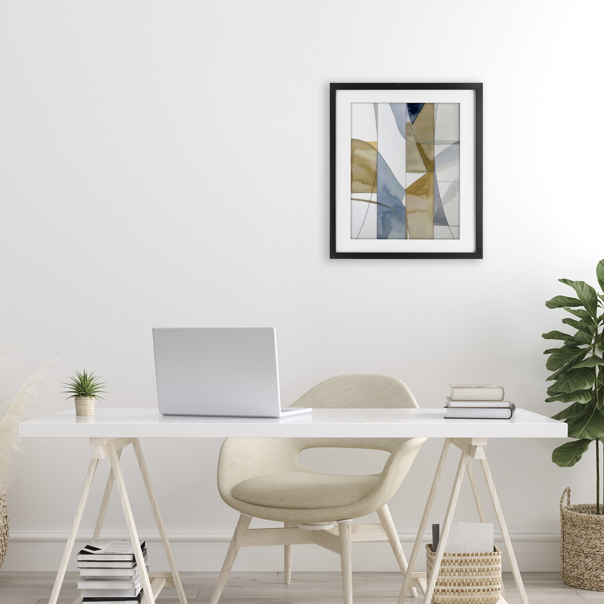 Stupell Industries Geographic Abstract Sections Black Framed Print Under Glass, design by Alonza Saunders