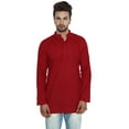 thumbnail image 2 of Cotton Dress Men's Short Kurta Shirt India Fashion Clothes (Maroon, M), 2 of 5