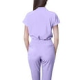 thumbnail image 4 of 2 Piece Scrub Set for Women Comfortable V-Neck Scrub Top & Drawstring Jogger Scrub Pants Stretch Nursing Scrubs Set Quick Dry Medical Working Uniforms with Pockets Light Purple 2XL, 4 of 4
