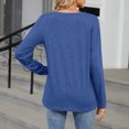 thumbnail image 6 of Scyoekwg Casual Long Sleeve Shirts for Women V-Neck Lightweight Slim Tops Vintage Loose Fashion Dressy Blouses Fall Clothes Solid Color Tops(Blue,L), 6 of 6