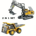 thumbnail image 5 of 4PCs Set Remote control engineering vehicle set, 2.4G high-tech 11-channel remote control excavator dump truck bulldozer alloy plastic engineering vehicle remote control construction toy car set, 5 of 11