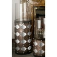 thumbnail image 2 of 31" Tall Brown Candleholder with Hurricane Glass Arabesque Mirror Design Resin, 2 of 2