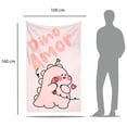 thumbnail image 2 of Cobija Manta Frazada Juana Gallo Diseño De Dinosaurio Amor Pareja Rosa Ultra Suave Y Ligera, 2 of 5