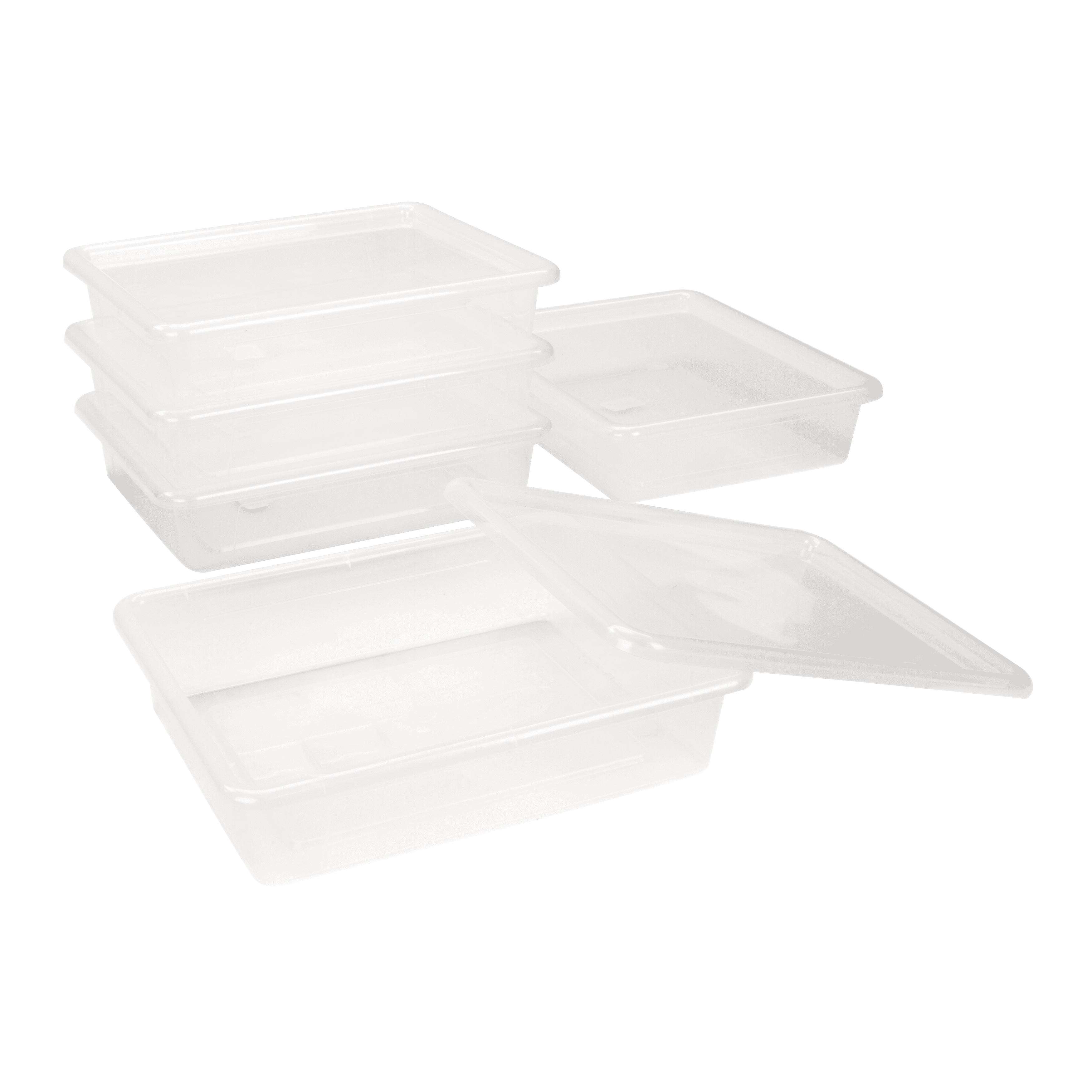 1 Assorted Colors Flat Storage Tray with Lid 5-Pack Letter Size 10 x 13 x 3 Inches