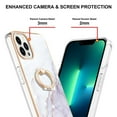 thumbnail image 3 of SaniMore for iPhone 13 Pro 6.1" 2021 Case with 360 Degree Rotating Metal Ring Shockproof TPU Backplane Marble Pattern Luxury Fashion Anti-drop Cover For iPhone 13 Pro, White, 3 of 4