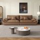 thumbnail image 5 of Leather Nordic Simple Sofa Fancy Brown Individual Tatami Sofa Puffs L Shape Salon Meuble Sofaset Furniture For Living Room My Lux Decor Round, 5 of 6