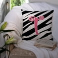 thumbnail image 3 of Letter T Initial  Zebra Stripe and Pink Fabric Decorative Pillow, 3 of 4