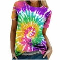 thumbnail image 4 of ALLLIST Cotton Women's Tops Crew Neck Short Sleeve T-Shirts Tie Dye Trendy Purple Shirts Ladies Tops, 4 of 9