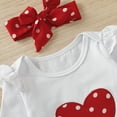 thumbnail image 5 of Newborn Baby Girls Clothes Baby Girls Outfits Long Sleeve Heart Print Romper Top Polka Dots Pants Headband 3PCS Girls Clothing Set White 0-3 Months, 5 of 9