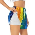thumbnail image 3 of Lsque Rainbow Colored Printed Women's Running Shorts with Liner Pockets,Elastic Quick Dry Workout Athletic Gym Yoga Shorts,Womens High Waist Shorts-XX-Large, 3 of 9