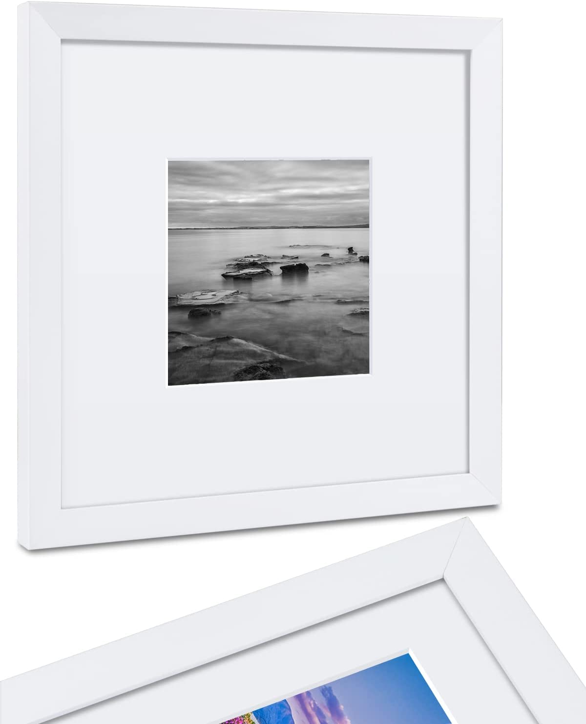 10x10 Frame White, Display Pictures 8x8 or 5x5 with Mat or 10x10