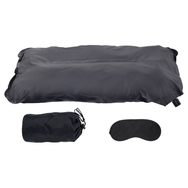 Unique Bargains Inflatable Pillow, Camping Travel Pillow with Storage Pouch Eye Masking, Gray