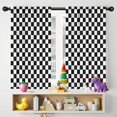 thumbnail image 5 of Blackout Kids Curtains,Black and White Checkered Pattern Childrens Insulated Curtains Set Of 2,Bedroom Essentials,Toddler Room Decor 42"x54", 5 of 5