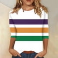 thumbnail image 2 of Mardi Gras Shirts for Women 3/4 Sleeve Carnival Graphic Top, Crew Neck Casual Tee, Soft Loose Fit Parade Outfit for Festival Party, 2 of 5