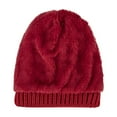 thumbnail image 6 of Toptie Womens Winter Fleece Lined Cable Knit Hat Faux Fur Pom Pom Beanie Hat-Maroon, 6 of 7