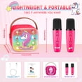 thumbnail image 5 of Mini Karaoke Machine for Kids, Birthday Gifts for 3 4 5 6 7 8 9 10 Year Old Girls, 2 Wireless Karaoke Microphones for Kids, Portable Bluetooth Speaker, Gifts for Girls, 5 of 7