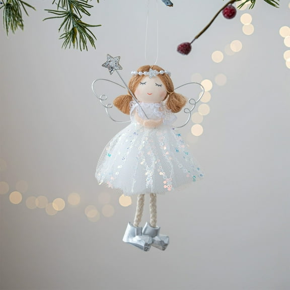 Daiosportswear 3.9x0.8x5.5in Christmas Angel Doll Decoration,1-Pack Metal/Plastic/Cloth Ornament,Golden/Silver,Tree Pendant,Festive,Durable,for Home/Party,Thanksgiving/Birthday/Christmas Gift