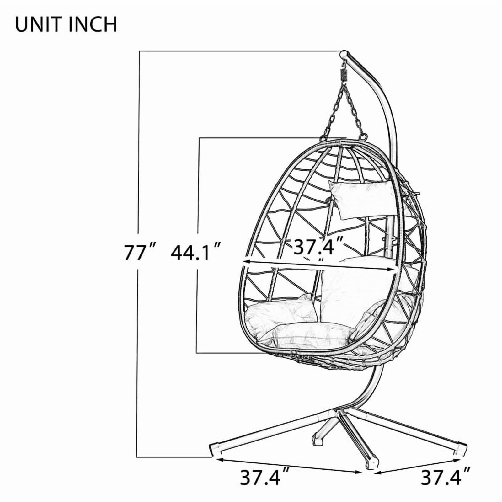 Hanging Egg Chair with Stand, Outdoorn Wicker Egg Swing Chair with Cushion, Heavy Duty Patio Hammock Chairs for Garden Backyard Balcony Bedroom