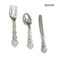 thumbnail image 3 of 3 Pieces Tableware Model Mini Lovely Early Educational Alloy Size 1/12 Kitchen Spoon Early Educational Imitation Cutlery Children Baby Kids Using Silver, 3 of 7