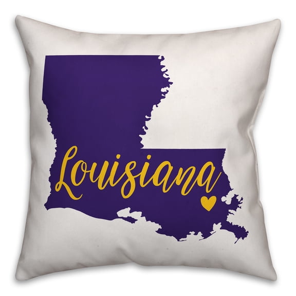 Creative Products Purple and Yellow Louisiana Pride 16x16 Spun Poly Pillow