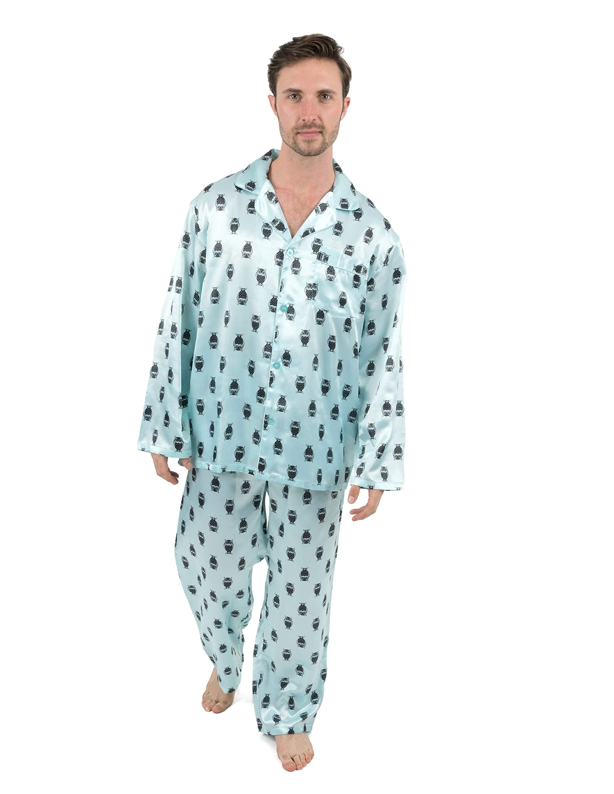 Leveret Mens Satin Pajamas Christmas 2 Piece Pajama Set Size Small-XXX-Large)  (Beige, X-Large) - Walmart.com