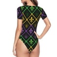 thumbnail image 4 of Balery Mardi Gra Geometric Women's Short Sleevee Crew Neck Bodysuit Tops Short Sleeve Tops Basic-X-Large, 4 of 9