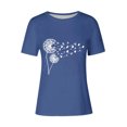 thumbnail image 4 of Tops de Ajuste Suelto para las Mujeres Sudadera Casual Impresa Manga Corta Cuello Redondo Superior, Poliéster, 4 of 7