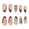 thumbnail image 5 of Christmas Press on Nails 24Pcs, Red Green Gold Glitter French Spooky Fake Nails Set, Reusable False Nails for Holiday Party Daily Wear Women Girls, Christmas Nail Art, 5 of 7