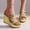 Gold, variant on Women's Glitter Strappy Wrapped Wedge Heel Platform Sandals Gold 5.5(36)