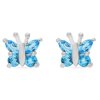 Amanda Rose Collection Swiss BlueTopaz Butterfly Earrings in Sterling Silver