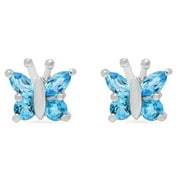 Amanda Rose Collection Swiss BlueTopaz Butterfly Earrings in Sterling Silver