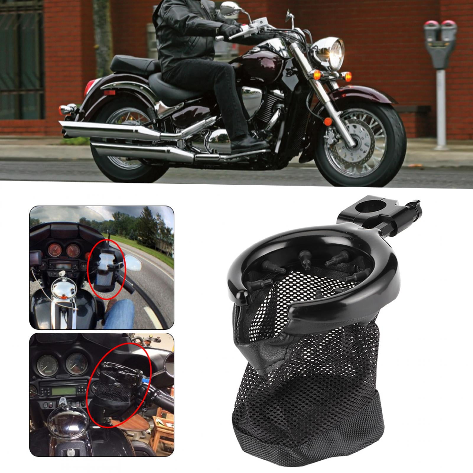 Henmomu Motorcycle Cup Holder,Motorcycle Cup Holder Brake Mesh Drink