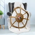 thumbnail image 4 of Ships Wheel Soft Flannel Fleece Throw Blanket, Wooden Steering Wheel Image of Pirate Skull Seaman Lifestyle Ocean Inspired, Cozy Plush for Indoor and Outdoor Use, 50" x 60", Brown Black, by Ambesonne, 4 of 5