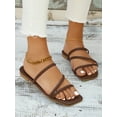 thumbnail image 5 of Women Comfortable Multi Strap Flat Sandals  Elegant Coffee Brown Slide Sandals, 5 of 7