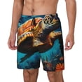 thumbnail image 1 of Kdxio Colorful Flower Sea Turtle Print Mens Swim Shorts with Mesh Lining, Breathable and Quick-Drying, Adjustable Waist, Privacy Pocket-Large, 1 of 6